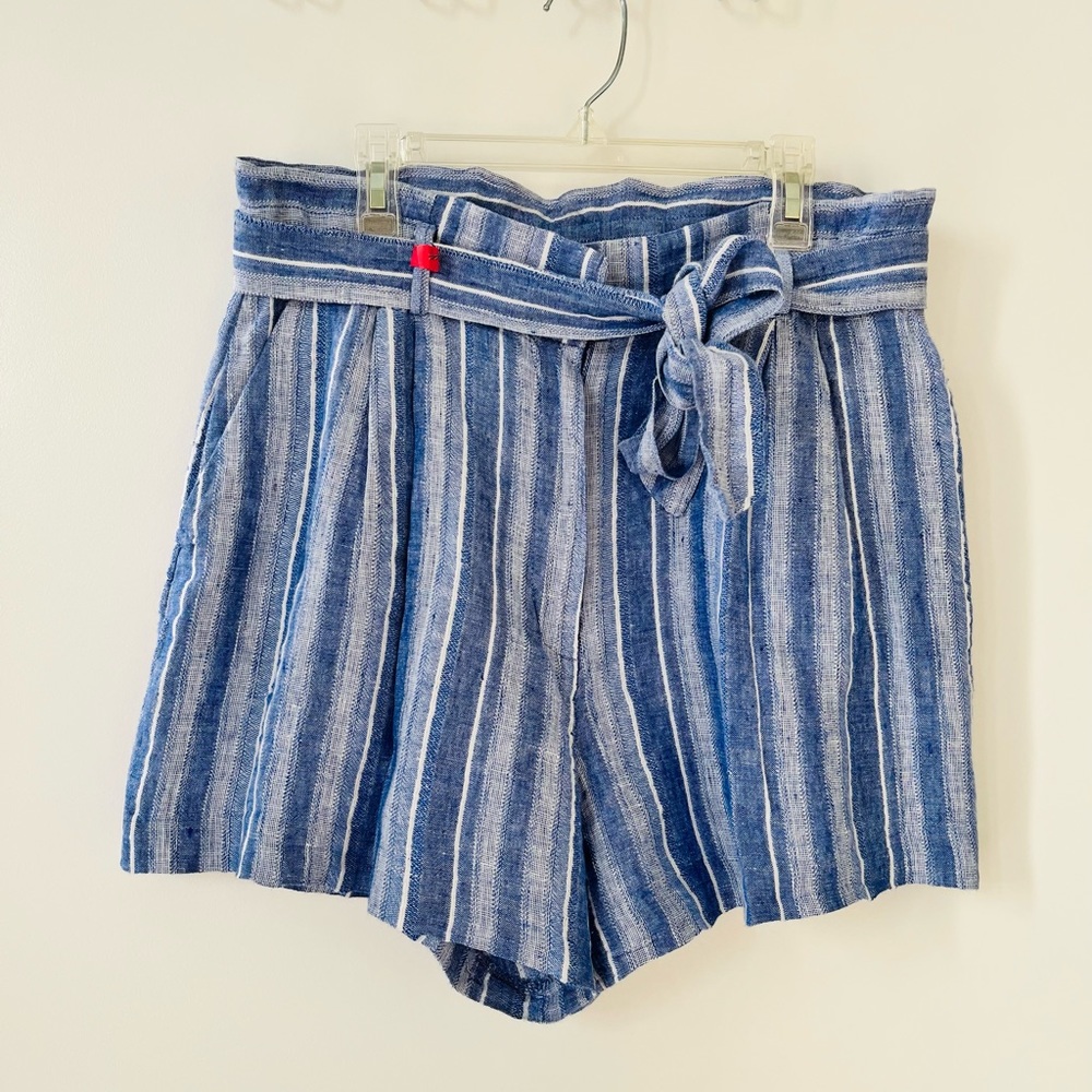 High-Waisted Paper Bag Linen Shorts
